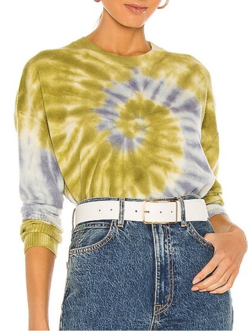 Cinq à Sept Jodie Pullover Sweater Lilac Smoke Honeydew Tie Dye L
